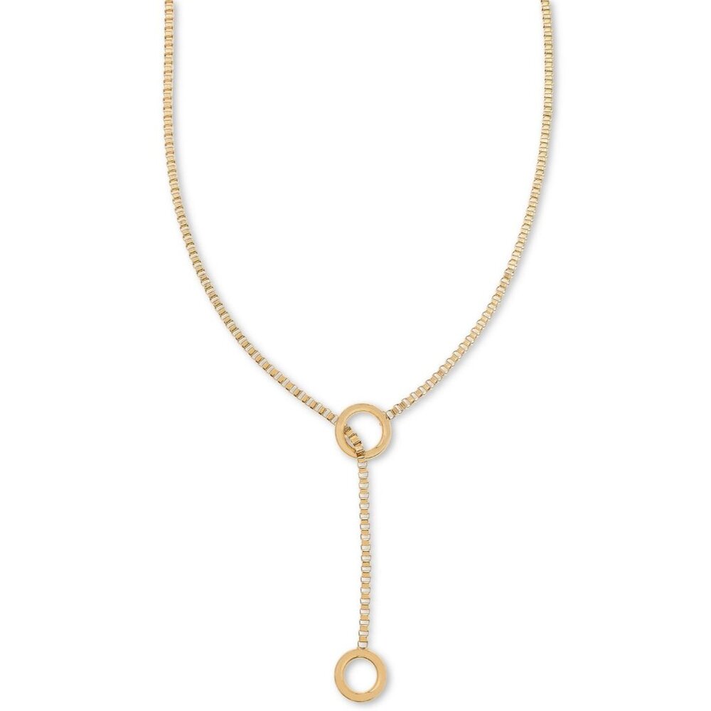 On 34th Gold-Tone Loop & Box Chain 25" Lariat Necklace‎ NWT